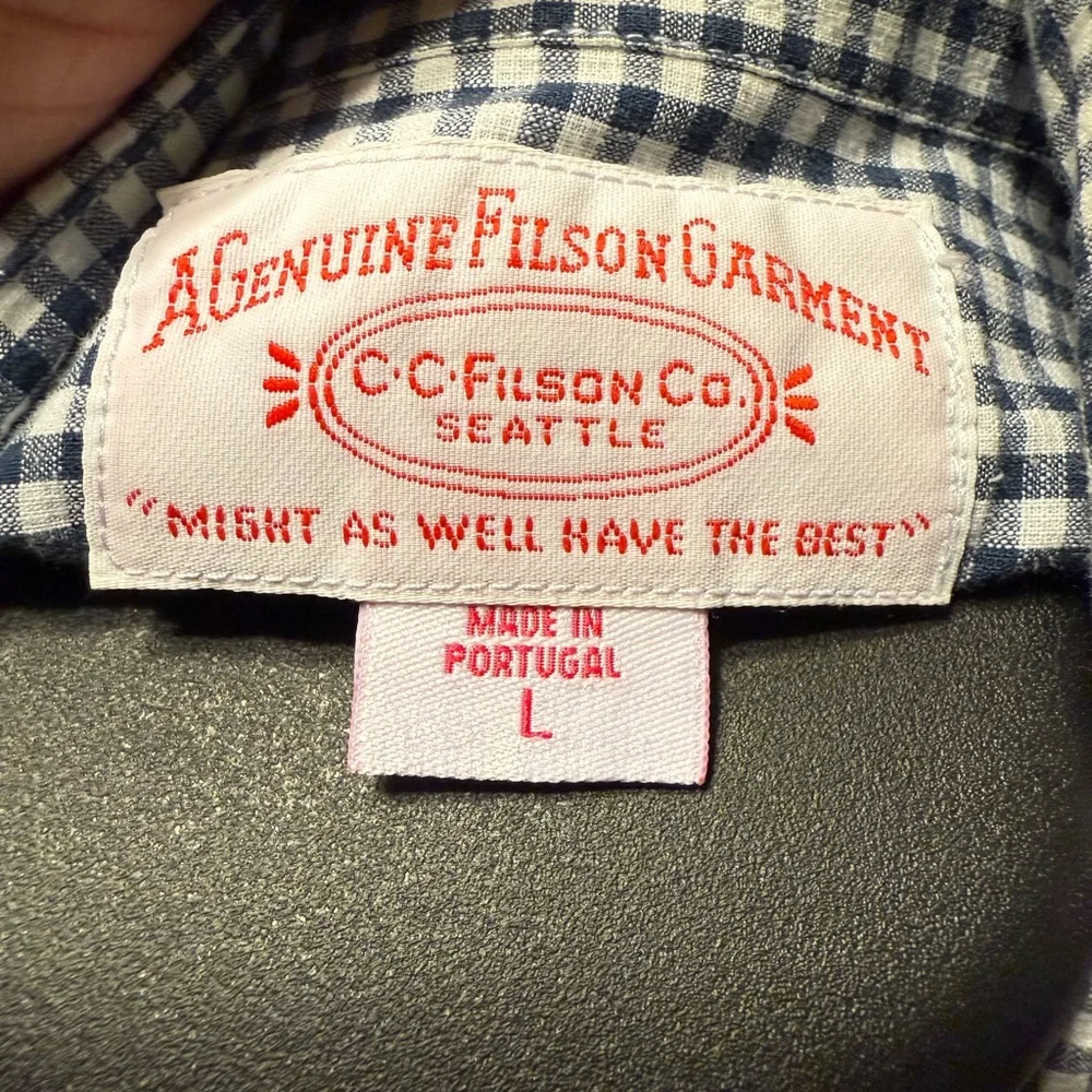 C.C Filson Co Dress Shirt  Plaid Blue %100 Cotton Men’s Large - Picture 5 of 9